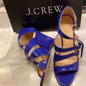 J Crew Blue Patent Leather Wedges